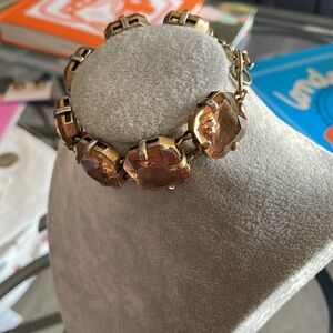 Elegant Gold Bracelet with Amber Stones